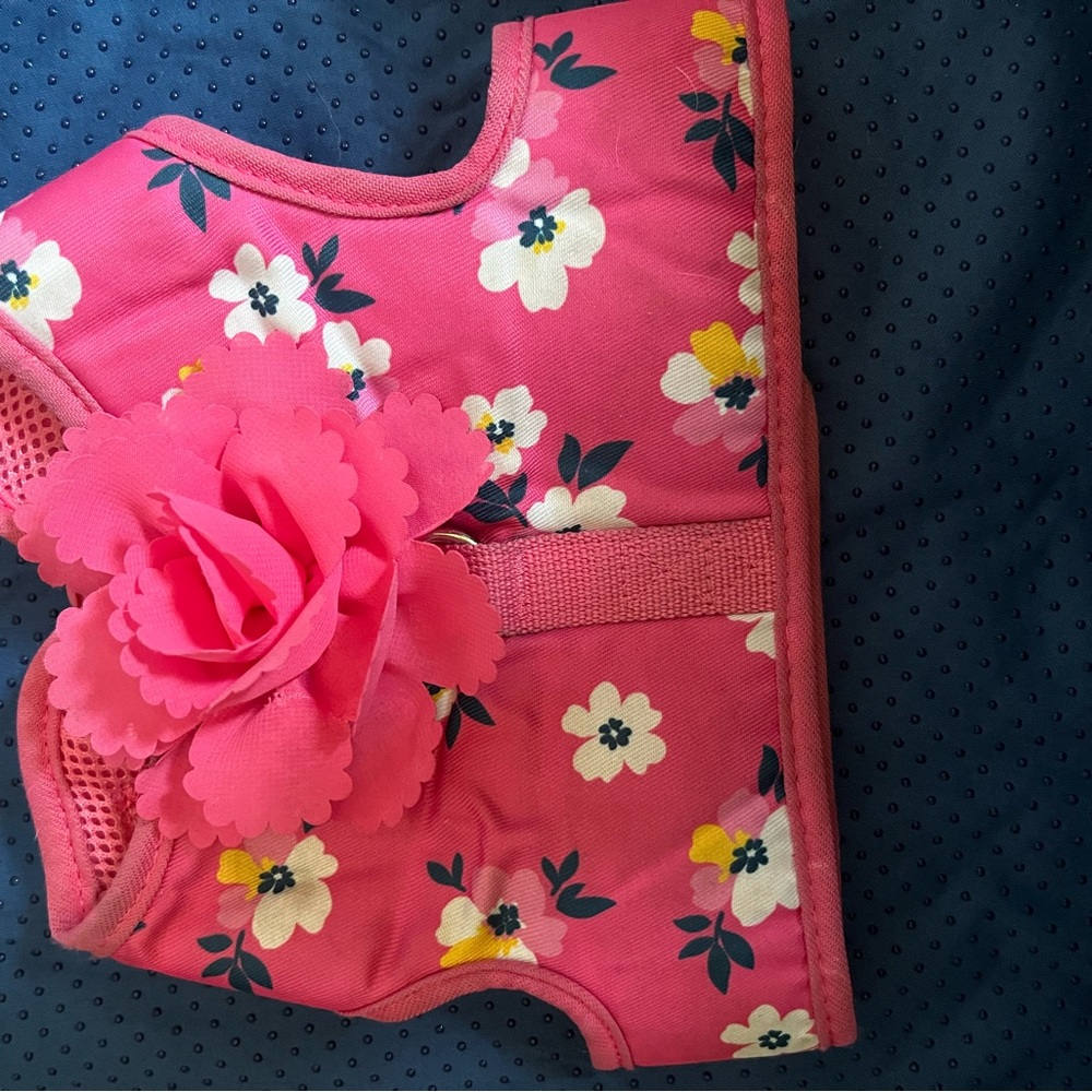 Floral Pink Dog Harness with Flower